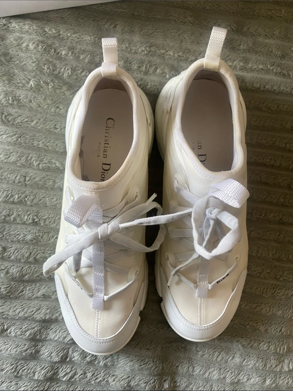 Dior Cream-White Women's Chunky Lace-Up Sneakers